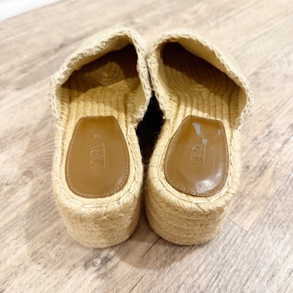 Zara Tan Crochet Platform Mule Espadrille Slip on, Size 8.5 - Picture 6 of 12